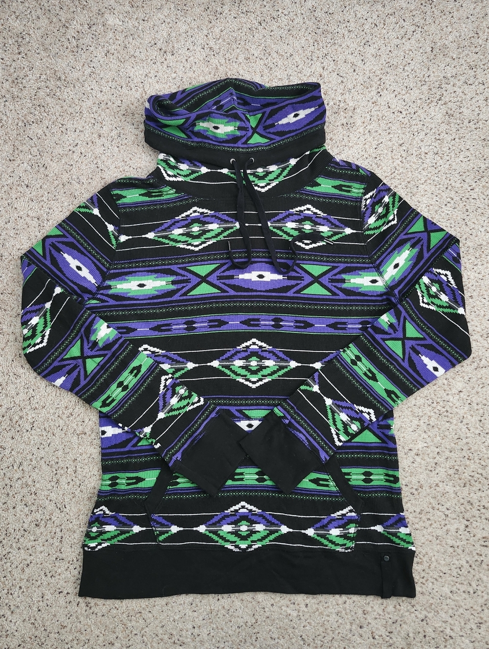 L-RL Lauren Active Ralph Lauren Aztec  Sweater with Green & Purple Stripes